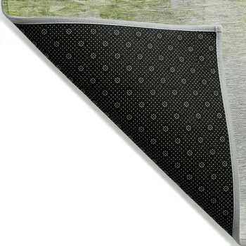 8' X 10' Artichoke Green And Lime Green Abstract Washable Indoor Outdoor Area Rug