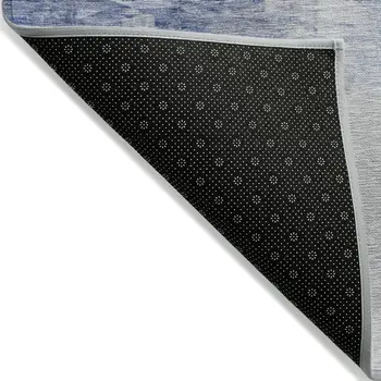 3' X 5' Denim Blue And Sky Blue Abstract Washable Indoor Outdoor Area Rug