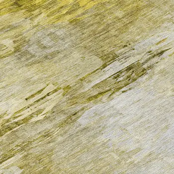 8' Gold Beige And Wheat Round Abstract Washable Indoor Outdoor Area Rug