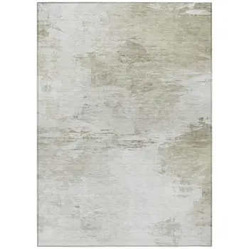 10' X 14' Ivory Beige And Taupe Abstract Washable Indoor Outdoor Area Rug
