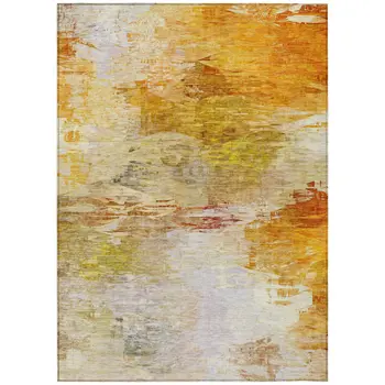 9' X 12' Orange Copper And Terra Cotta Abstract Washable Indoor Outdoor Area Rug