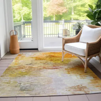 10' X 14' Orange Copper And Terra Cotta Abstract Washable Indoor Outdoor Area Rug