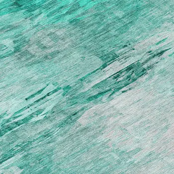 8' Teal Blue Aqua And Silver Round Abstract Washable Indoor Outdoor Area Rug