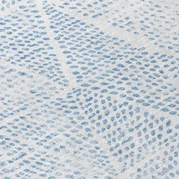 8' Denim Blue Ivory And Gray Round Geometric Washable Indoor Outdoor Area Rug