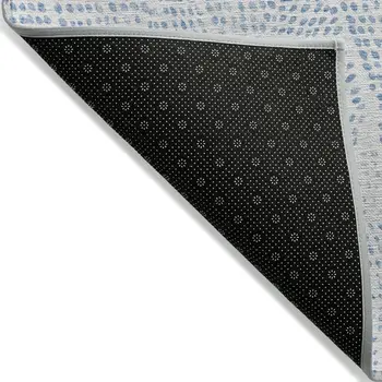 9' X 12' Denim Blue Ivory And Gray Geometric Washable Indoor Outdoor Area Rug