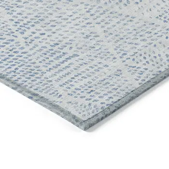 9' X 12' Denim Blue Ivory And Gray Geometric Washable Indoor Outdoor Area Rug