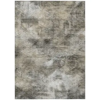9' X 12' Beige Taupe And Gray Abstract Washable Indoor Outdoor Area Rug