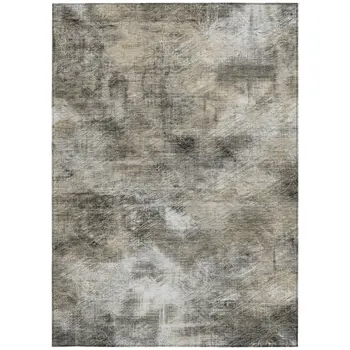 9' X 12' Beige Taupe And Gray Abstract Washable Indoor Outdoor Area Rug