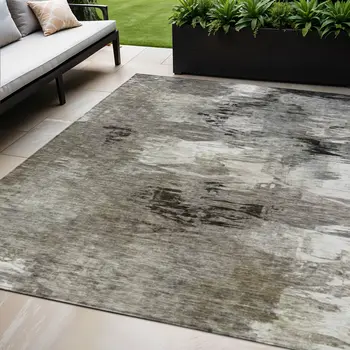 5' X 8' Taupe Beige And Ivory Abstract Washable Indoor Outdoor Area Rug