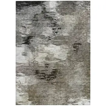 8' X 10' Taupe Beige And Ivory Abstract Washable Indoor Outdoor Area Rug