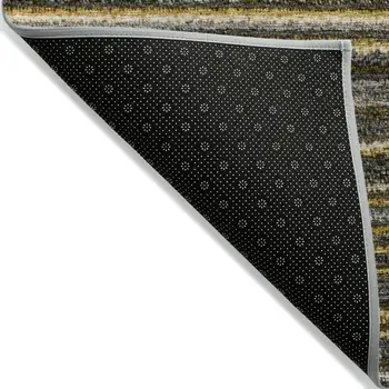 3' X 5' Gold Beige And Wheat Striped Washable Indoor Outdoor Area Rug