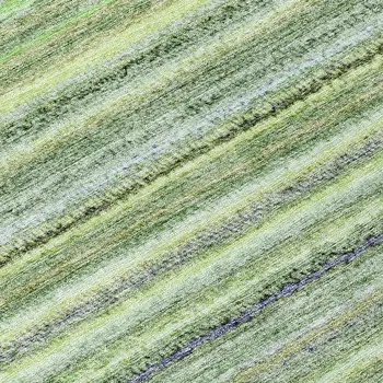 8' Artichoke Green And Olive Green Round Striped Washable Indoor Outdoor Area Rug