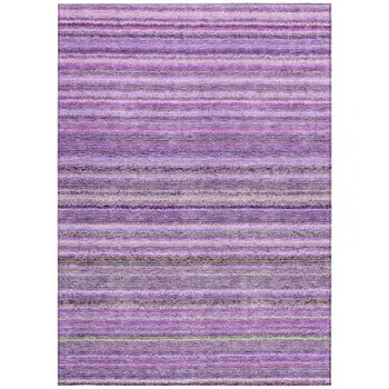 3' X 5' Purple Eggplant And Lilac Striped Washable Indoor Outdoor Area Rug