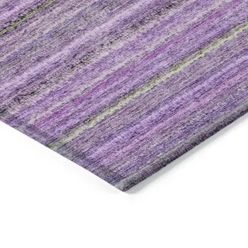 3' X 5' Purple Eggplant And Lilac Striped Washable Indoor Outdoor Area Rug