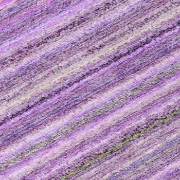 8' Purple Eggplant And Lilac Round Striped Washable Indoor Outdoor Area Rug
