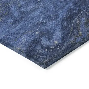 5' X 8' Denim Blue And Sky Blue Abstract Washable Indoor Outdoor Area Rug