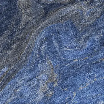 8' Denim Blue And Sky Blue Round Abstract Washable Indoor Outdoor Area Rug