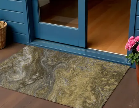 3' X 5' Brown Taupe And Chocolate Abstract Washable Indoor Outdoor Area Rug