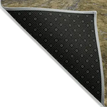 9' X 12' Brown Taupe And Chocolate Abstract Washable Indoor Outdoor Area Rug