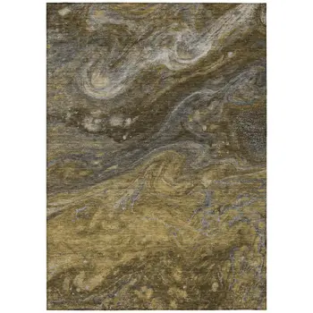 10' X 14' Brown Taupe And Chocolate Abstract Washable Indoor Outdoor Area Rug