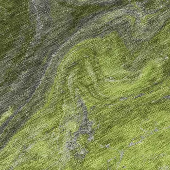 8' Olive Green And Lime Green Round Abstract Washable Indoor Outdoor Area Rug