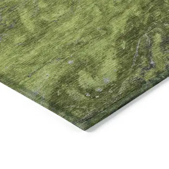 9' X 12' Olive Green And Lime Green Abstract Washable Indoor Outdoor Area Rug