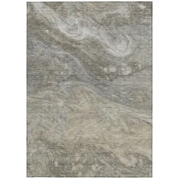 5' X 8' Taupe Beige And Ivory Abstract Washable Indoor Outdoor Area Rug