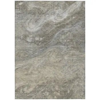 5' X 8' Taupe Beige And Ivory Abstract Washable Indoor Outdoor Area Rug