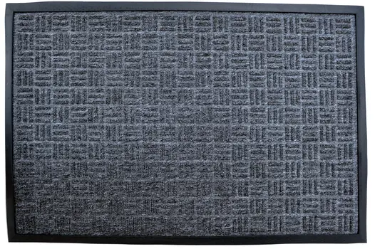 24" X 36" Gray Synthetic Fiber Abstract Outdoor Door Mat