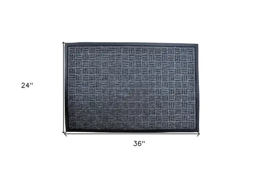 24" X 36" Gray Synthetic Fiber Abstract Outdoor Door Mat
