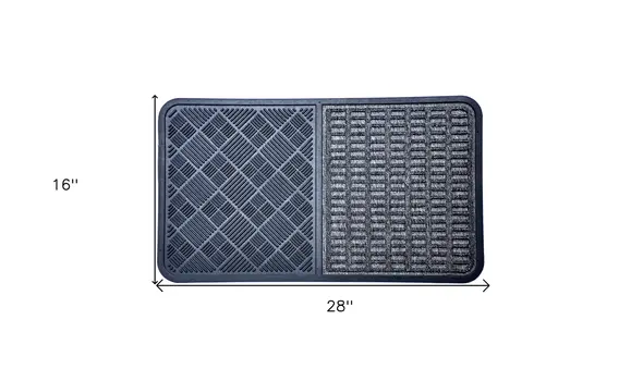 16" X 28" Gray Synthetic Fiber Abstract Outdoor Door Mat