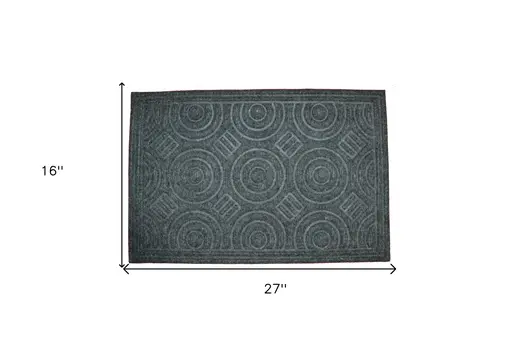 16" X 27" Gray Synthetic Fiber Abstract Outdoor Door Mat