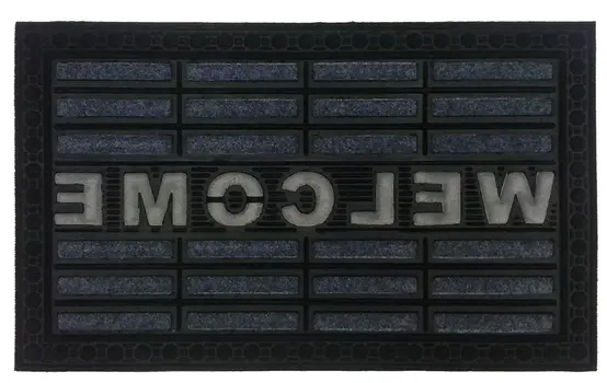 18" X 30" Gray Synthetic Fiber Abstract Outdoor Door Mat