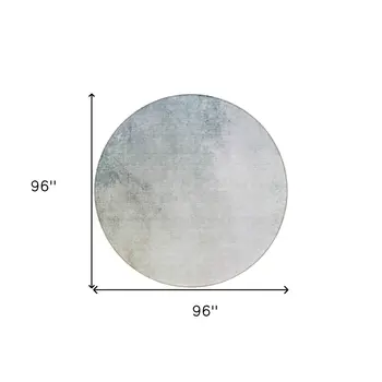 8' Beige Sky Blue And Teal Blue Round Ombre Washable Indoor Outdoor Area Rug