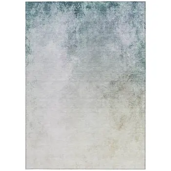 10' X 14' Beige Sky Blue And Teal Blue Ombre Washable Indoor Outdoor Area Rug