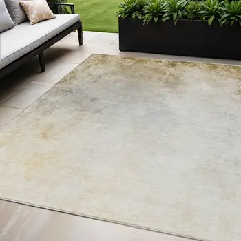 5' X 8' Taupe Beige And Ivory Ombre Washable Indoor Outdoor Area Rug