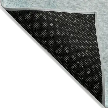 9' X 12' Teal Blue Aqua And Gray Ombre Washable Indoor Outdoor Area Rug