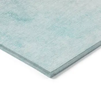 9' X 12' Teal Blue Aqua And Gray Ombre Washable Indoor Outdoor Area Rug