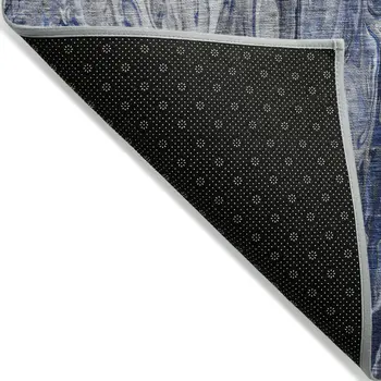 5' X 8' Denim Blue And Navy Blue Abstract Washable Indoor Outdoor Area Rug