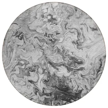 8' Gray Charcoal And Silver Round Abstract Washable Indoor Outdoor Area Rug