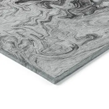 9' X 12' Gray Charcoal And Silver Abstract Washable Indoor Outdoor Area Rug