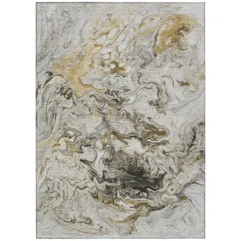 9' X 12' Taupe Beige And Ivory Abstract Washable Indoor Outdoor Area Rug