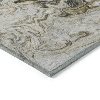 10' X 14' Taupe Beige And Ivory Abstract Washable Indoor Outdoor Area Rug