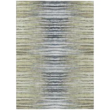 3' X 5' Beige Tan And Taupe Striped Washable Indoor Outdoor Area Rug
