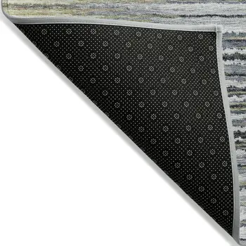 3' X 5' Beige Tan And Taupe Striped Washable Indoor Outdoor Area Rug