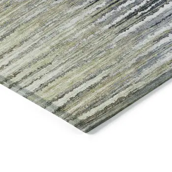 8' Beige Tan And Taupe Round Striped Washable Indoor Outdoor Area Rug