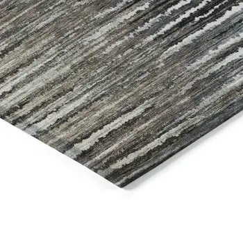3' X 5' Brown Taupe And Chocolate Striped Washable Indoor Outdoor Area Rug