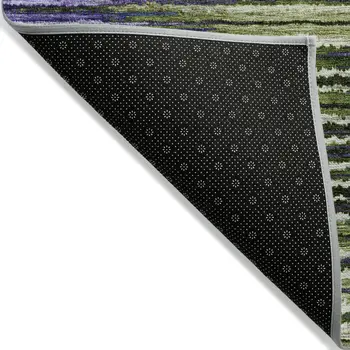 5' X 8' Purple Lilac And Lavender Striped Washable Indoor Outdoor Area Rug