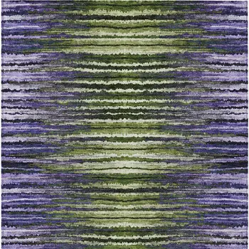 10' X 14' Purple Lilac And Lavender Striped Washable Indoor Outdoor Area Rug
