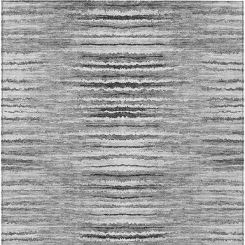 3' X 5' Silver Gray And Charcoal Striped Washable Indoor Outdoor Area Rug